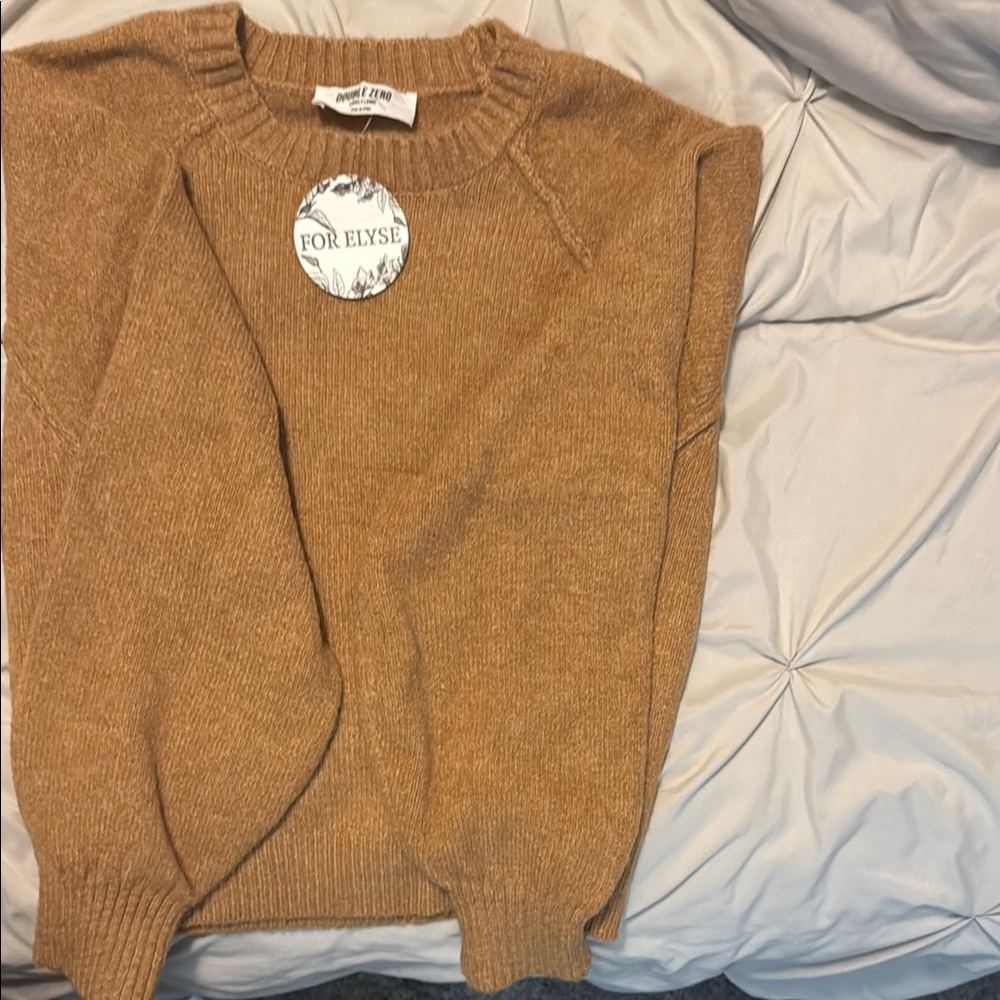 Double Zero Tan Crew Neck Sweater
